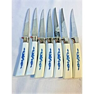 Vtg Lifetime Cutlery Cornflower Stainless Steel Serrated Steak Knives Lot of 6